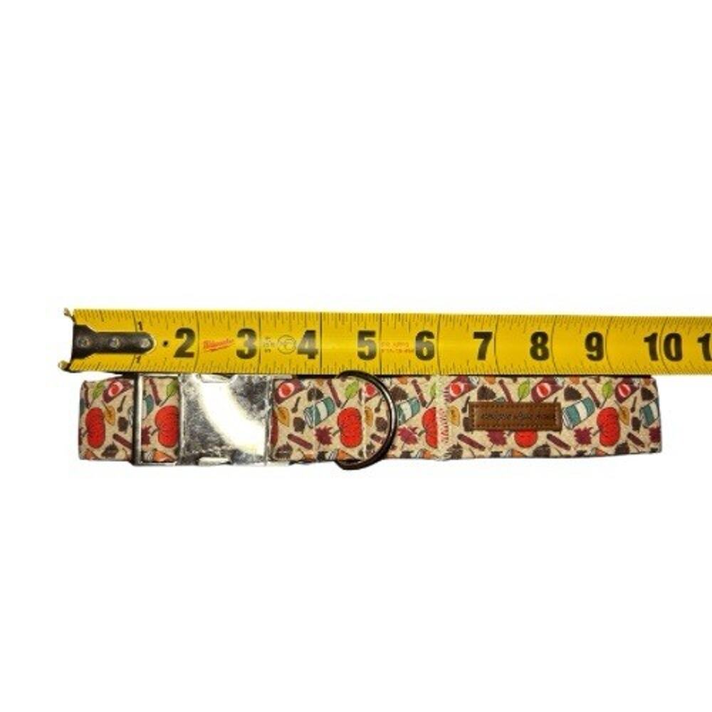 Unique Style Paws Adjustable Fabric Bowtie Dog Collar Autumn Print Size Large
